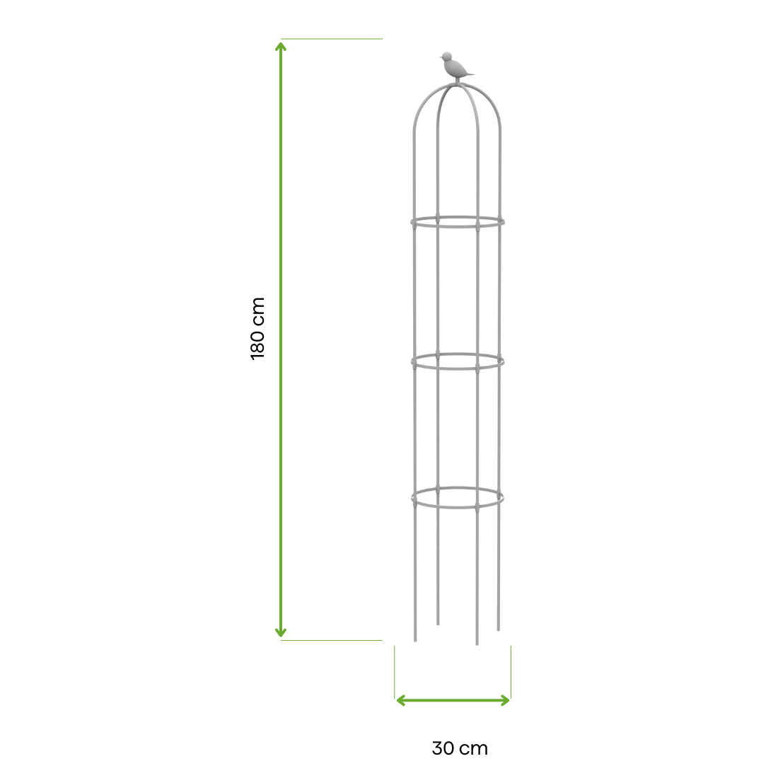 Wymiary Biała pergola na róże, wys. 180cm, metalowa - Cultivo kolor biały 