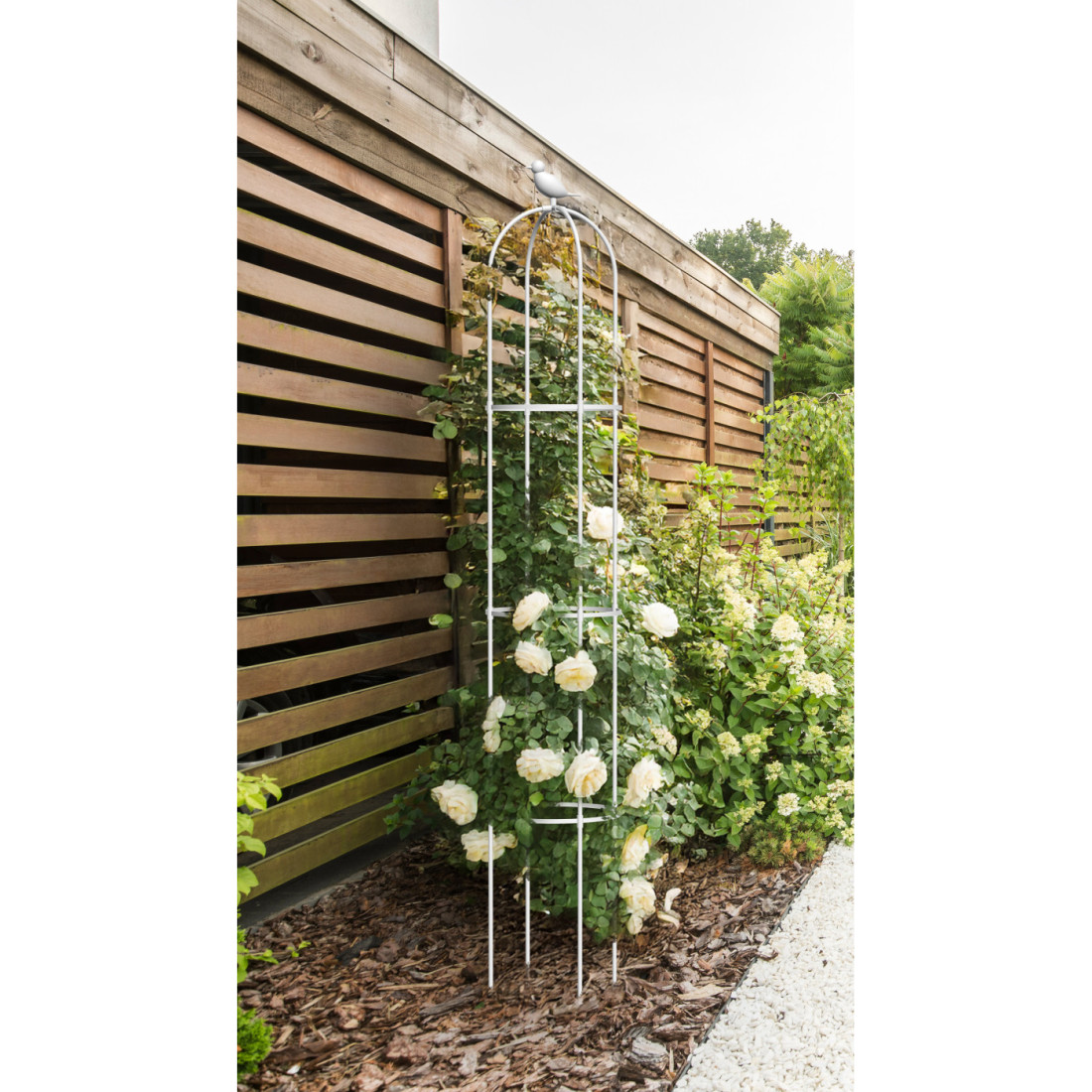 Aranżacja Biała pergola na róże, wys. 180cm, metalowa - Cultivo kolor biały 