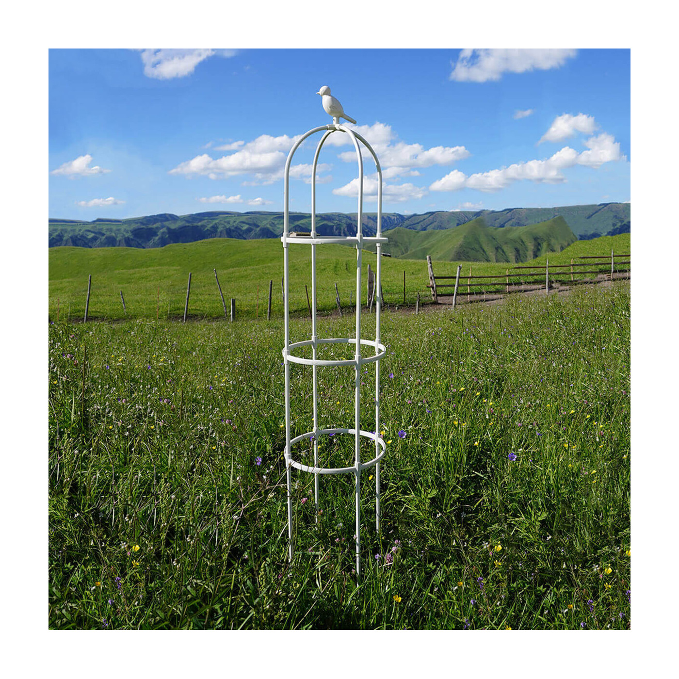 Aranżacja Biała pergola na róże, wys. 180cm, metalowa - Cultivo kolor biały 