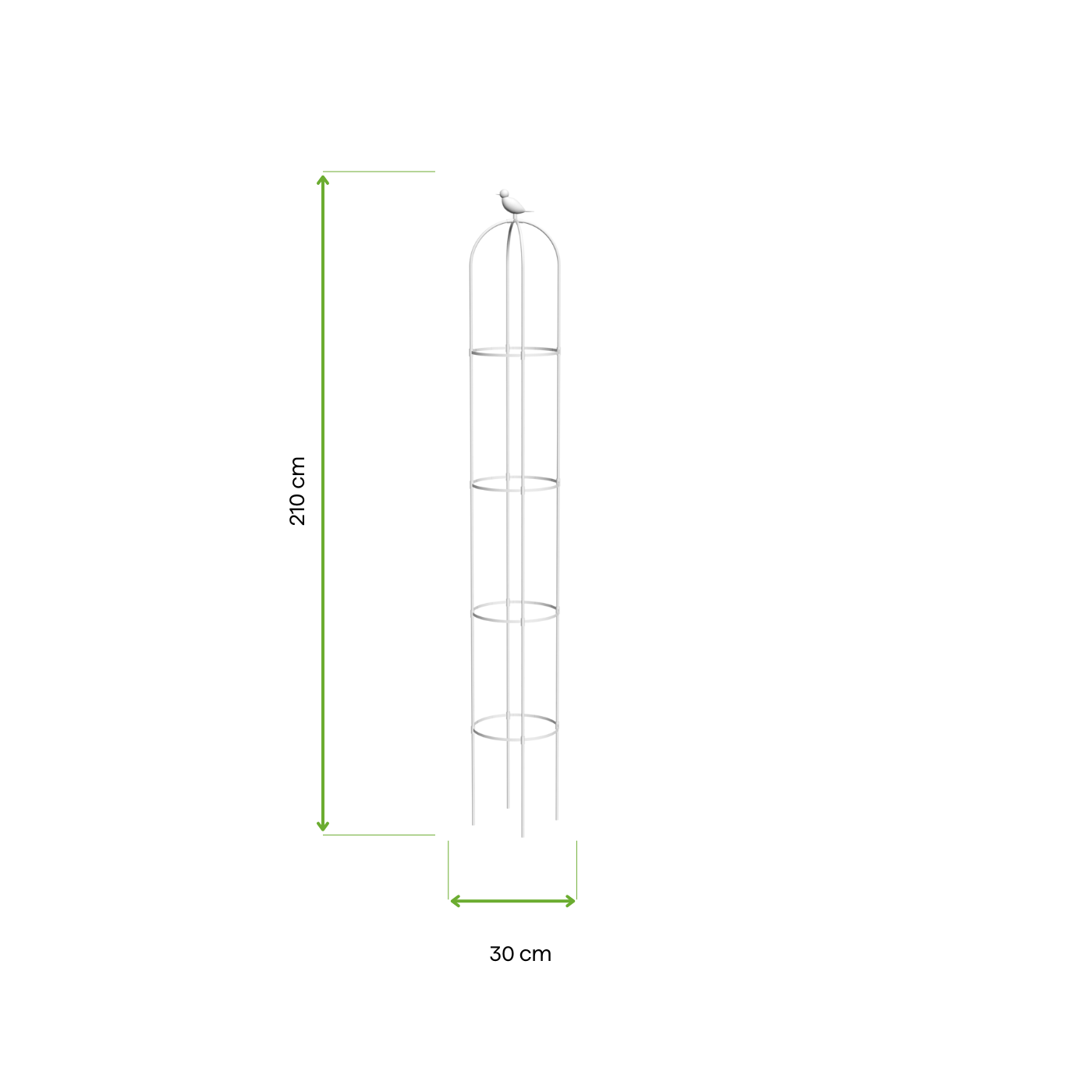 wymiary Biała pergola na róże, wys. 210cm, metalowa - Cultivo
