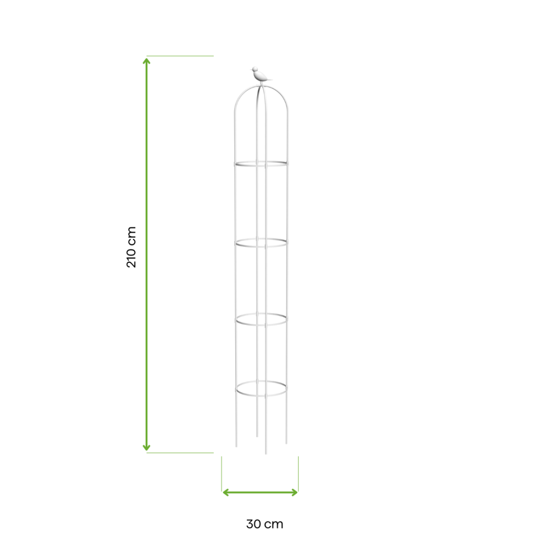 wymiary Biała pergola na róże, wys. 210cm, metalowa - Cultivo