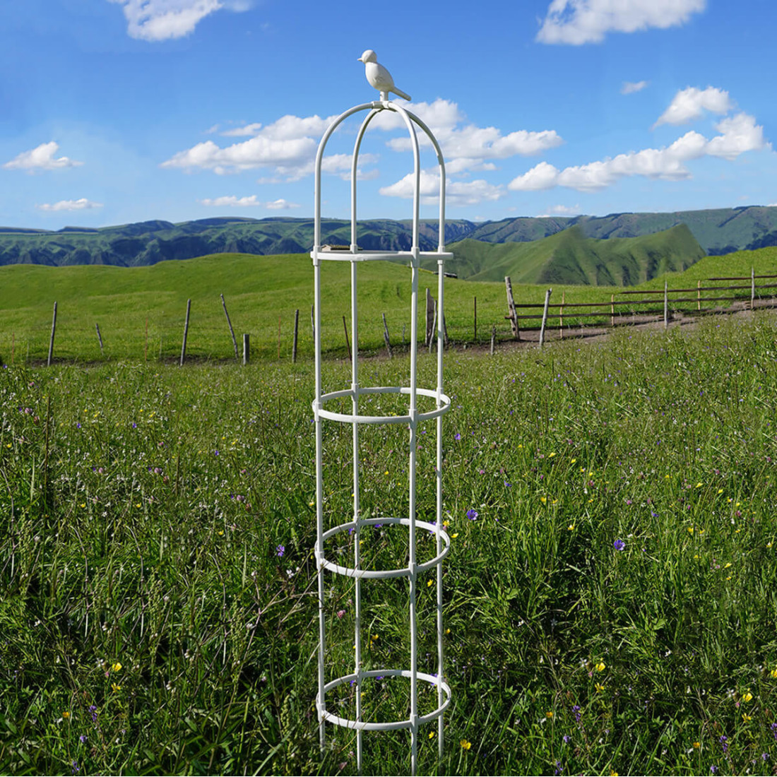 Aranżacja Biała pergola na róże, wys. 210cm, metalowa - Cultivo 