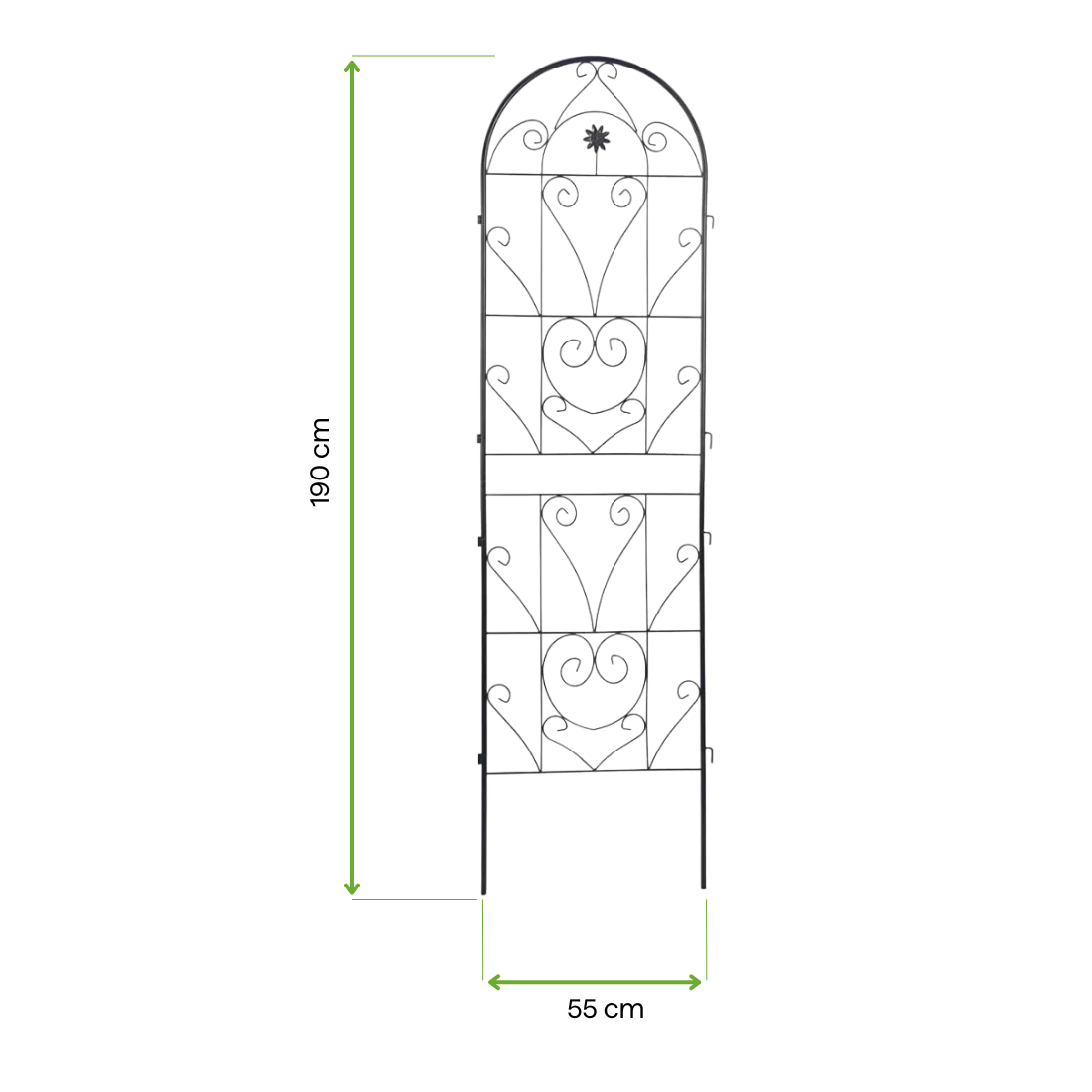 Wymiary dwie czarne podpórki do roślin o wymiarze 190x55 cm od firmy Cultivo