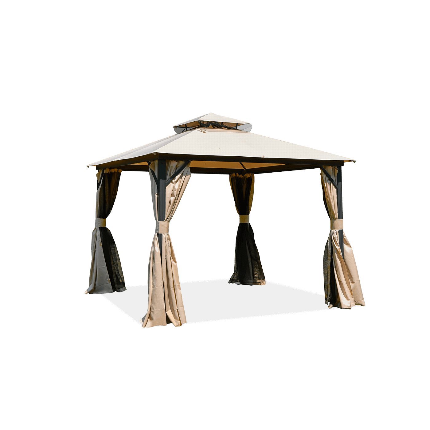 Pawilon ogrodowy VANCOUVER od firmy Hardmaister z odsłoniętymi zasłonami