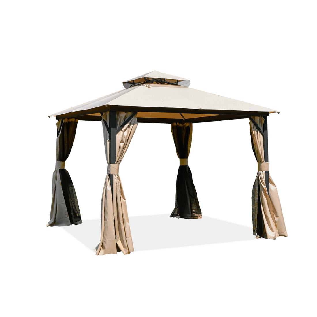 Pawilon ogrodowy VANCOUVER od firmy Hardmaister z odsłoniętymi zasłonami