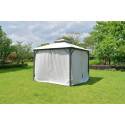 Namiot ogrodowy VANCOUVER z zamkniętymi zasłonami w ogrodzie