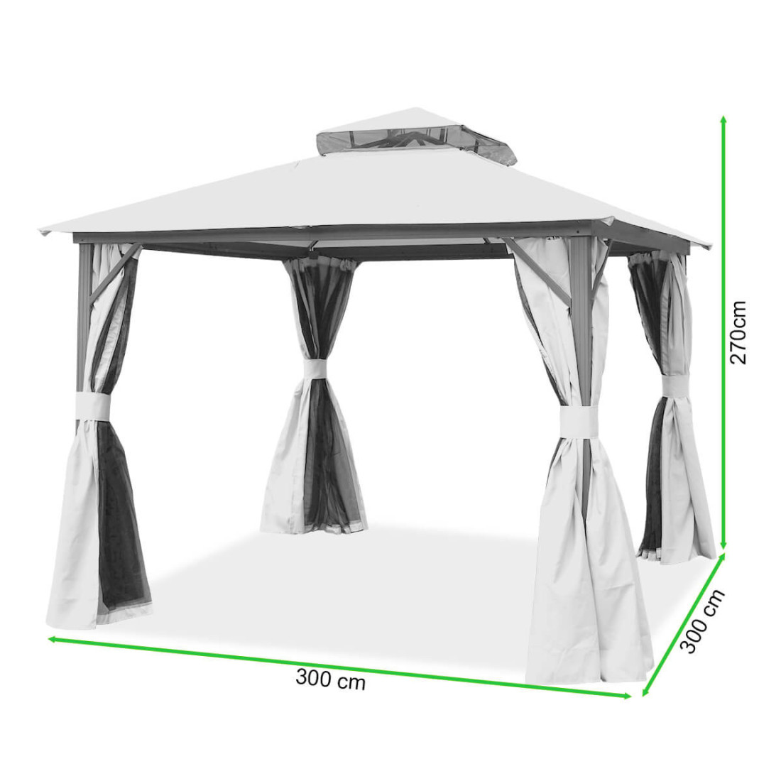 Rysunek z wymiarami pawilonu vaoncouver 3x3