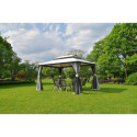 Jasno-szary pawilon ogrodowy o wymiarach 3x4m od firmy Hardmaister