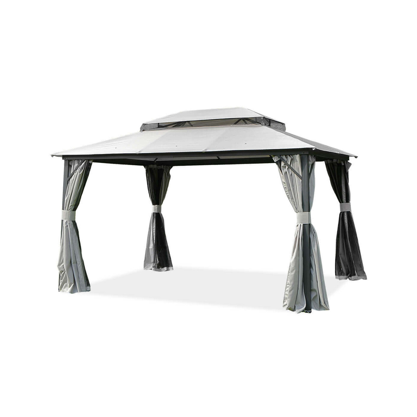 Pawilon ogrodowy VANCOUVER od firmy Hardmaister z odsłoniętymi zasłonami