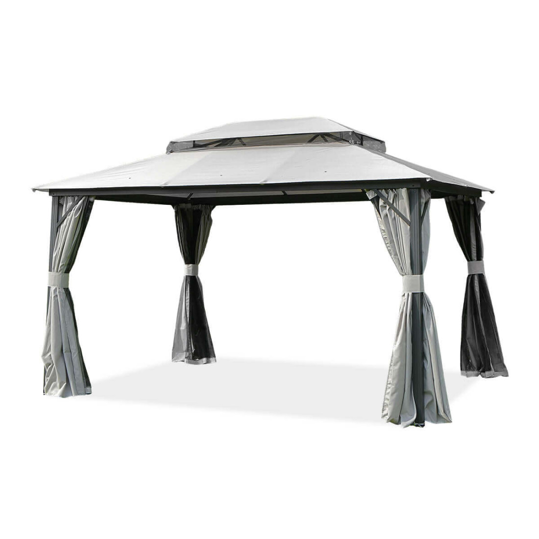 Pawilon ogrodowy VANCOUVER od firmy Hardmaister z odsłoniętymi zasłonami