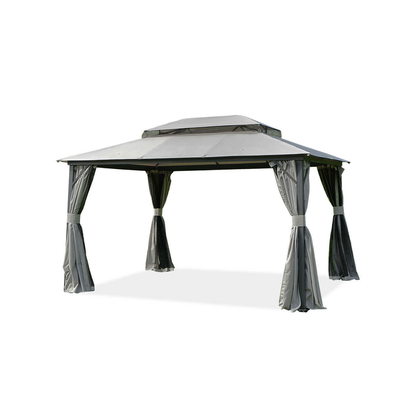 Pawilon ogrodowy VANCOUVER od firmy Hardmaister z odsłoniętymi zasłonami
