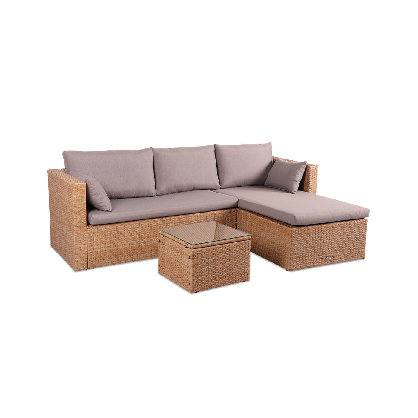 Narożnik i stolik w zestawu Lizbona w kolorze beżowym od firmy Focus Garden