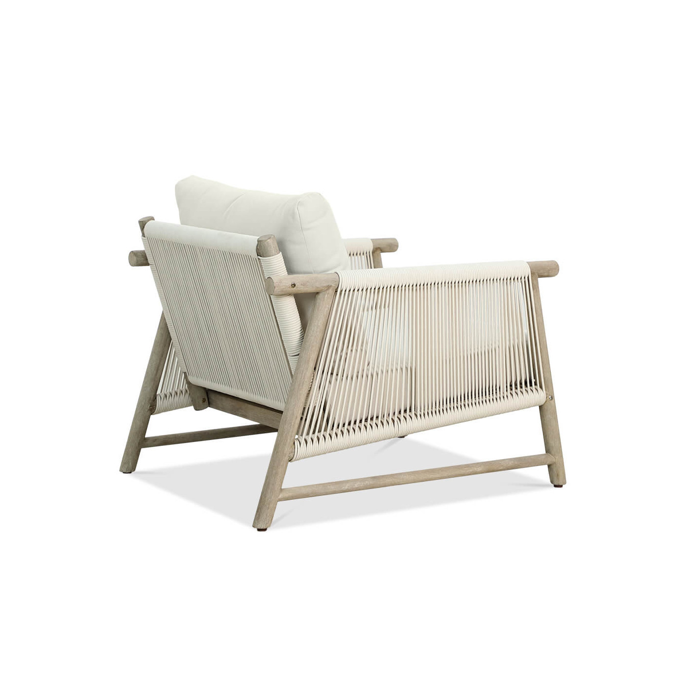 Widok na tył fotela z drewna akacjowego