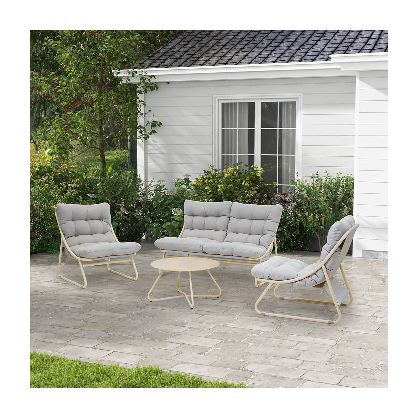 Wiosenna wizualizacja mebli przed domem