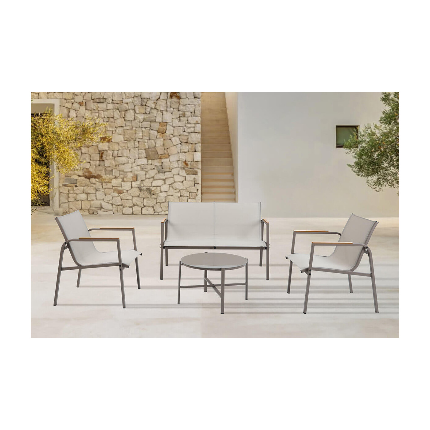 Wizualizacja mebli Mango Caffe w kolorze nature na tarasie