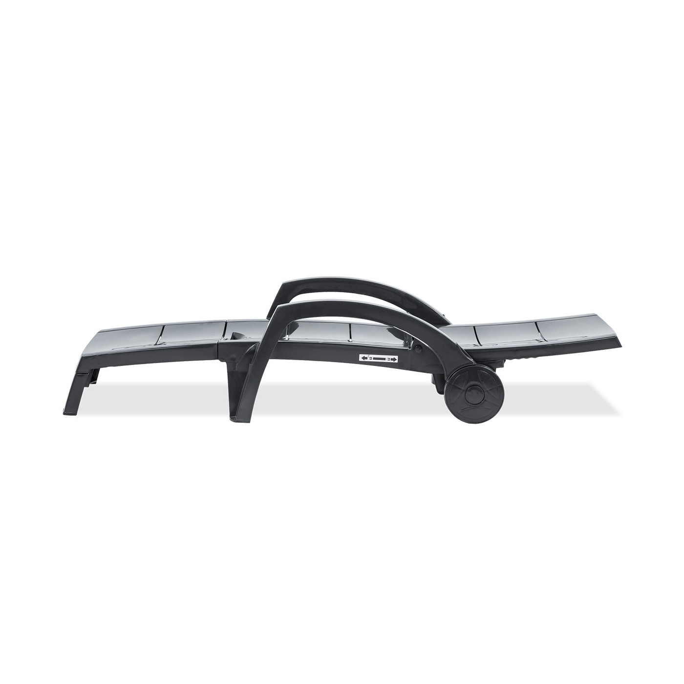 widok z boku leżak ocean w kolorze antracytowym z rozłożonym na płasko oparciem