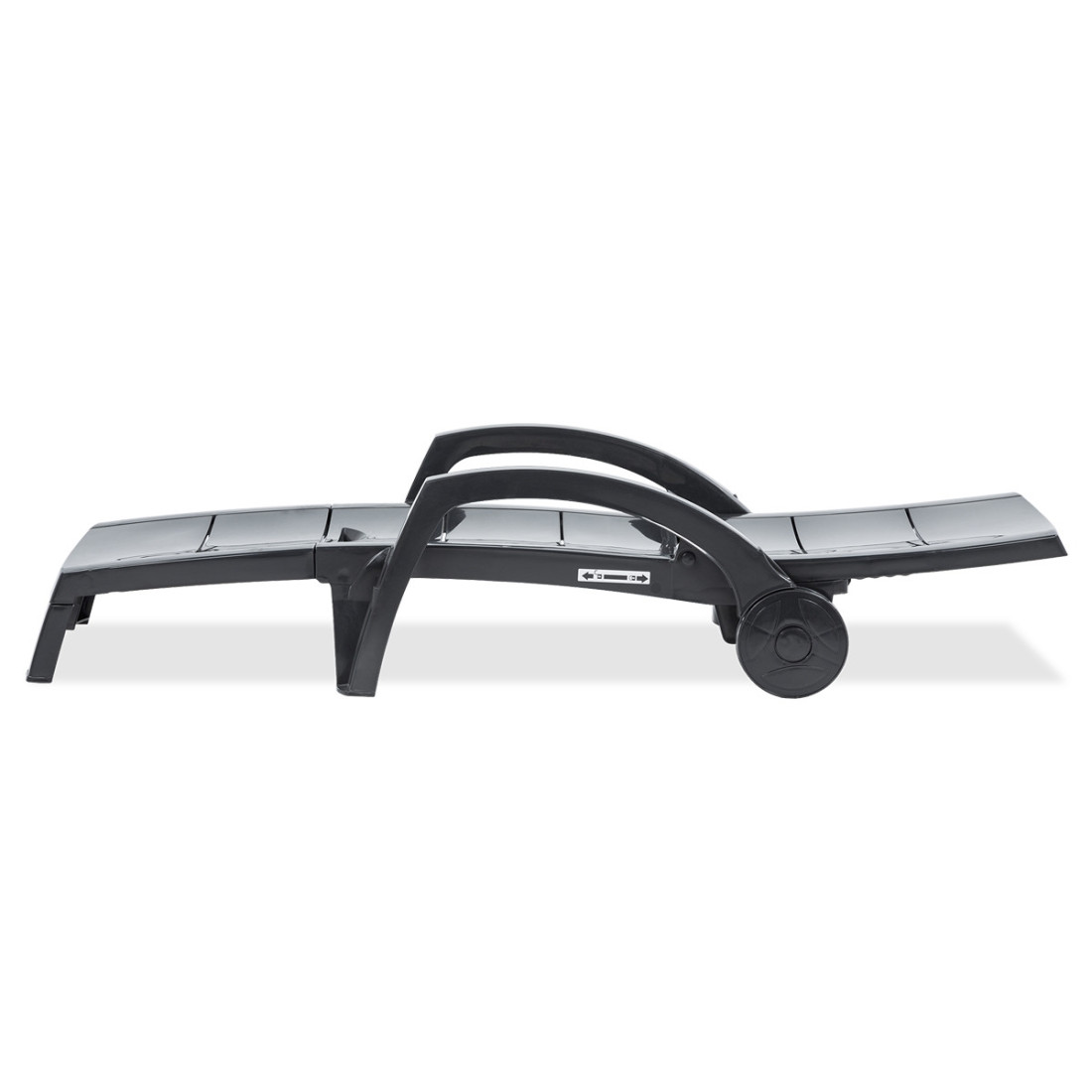 widok z boku leżak ocean w kolorze antracytowym z rozłożonym na płasko oparciem