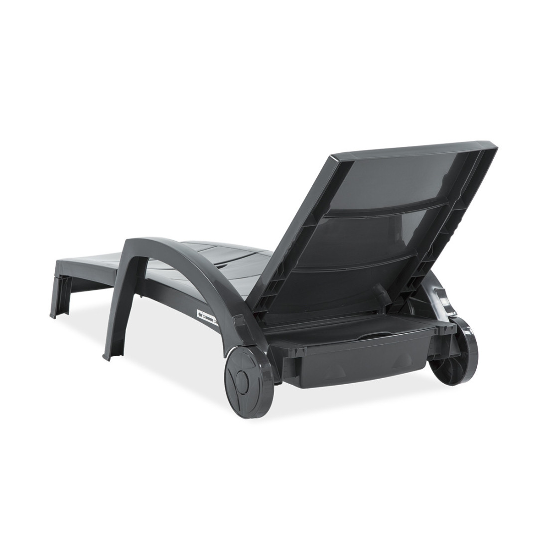 tył antracytowego leżaka ocean z widocznym schowkiem