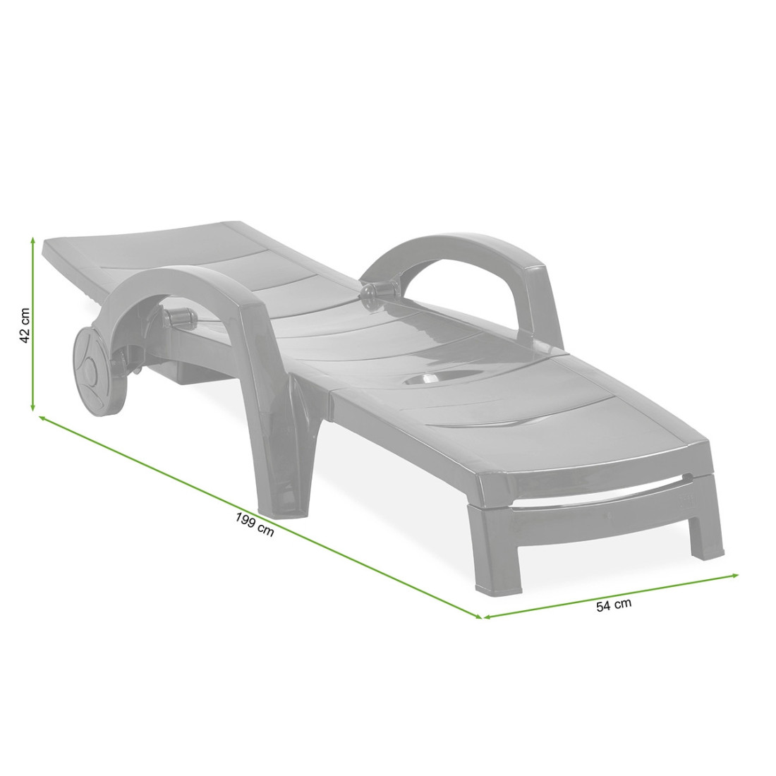 rysunek z wymiarami na leżaku ocean 