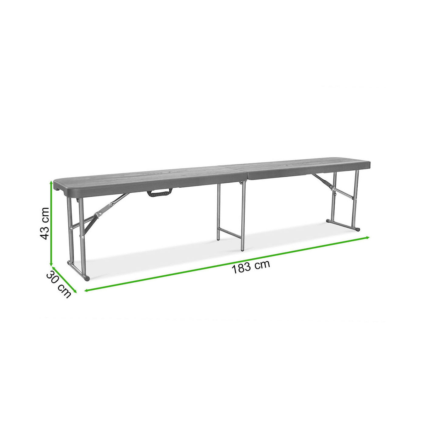 Rycina z wymiarami ławki cateringowej od firmy Focus Garden