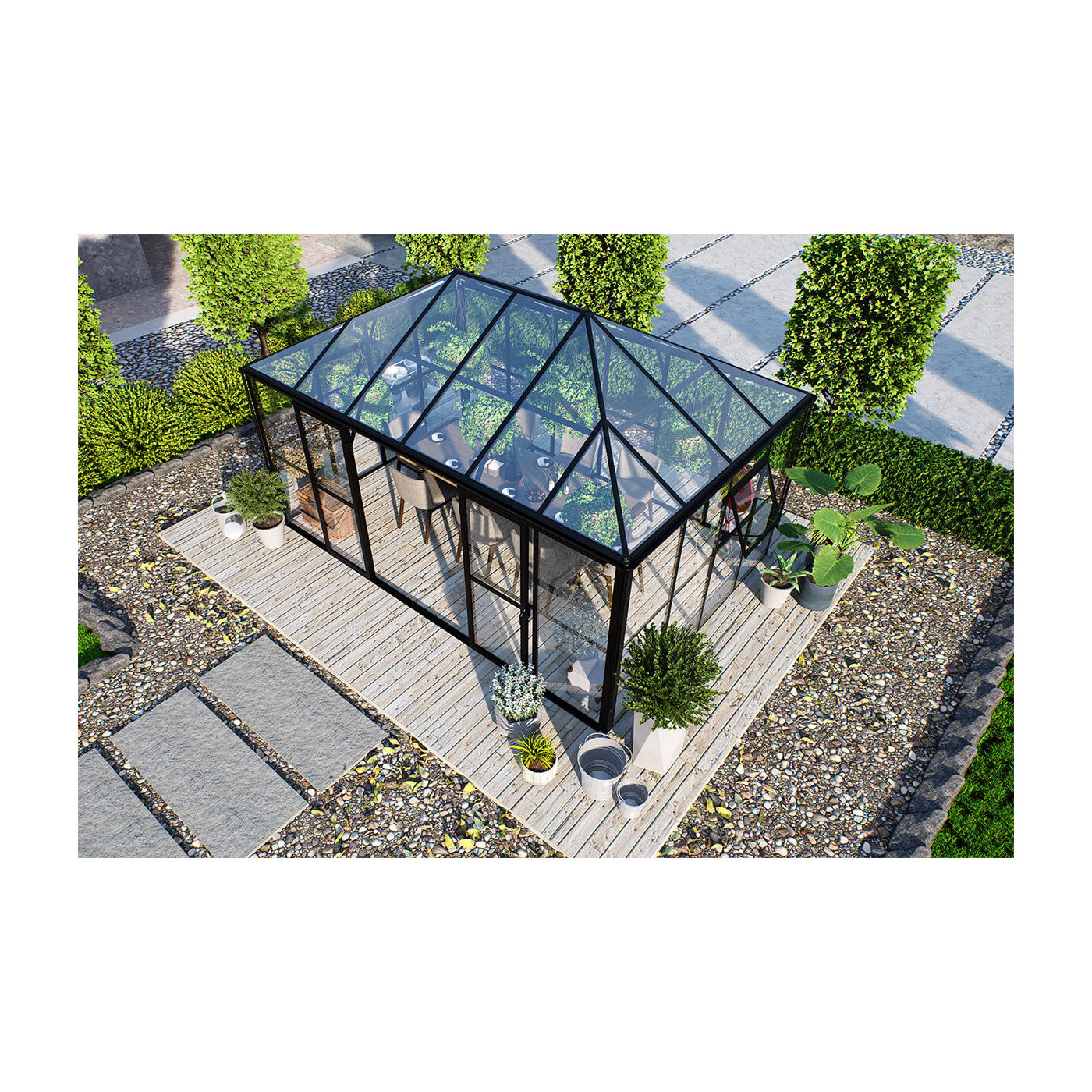 Góra ogrodu zimowego broadway 436x295cm z przeźroczystym solidnym dachem