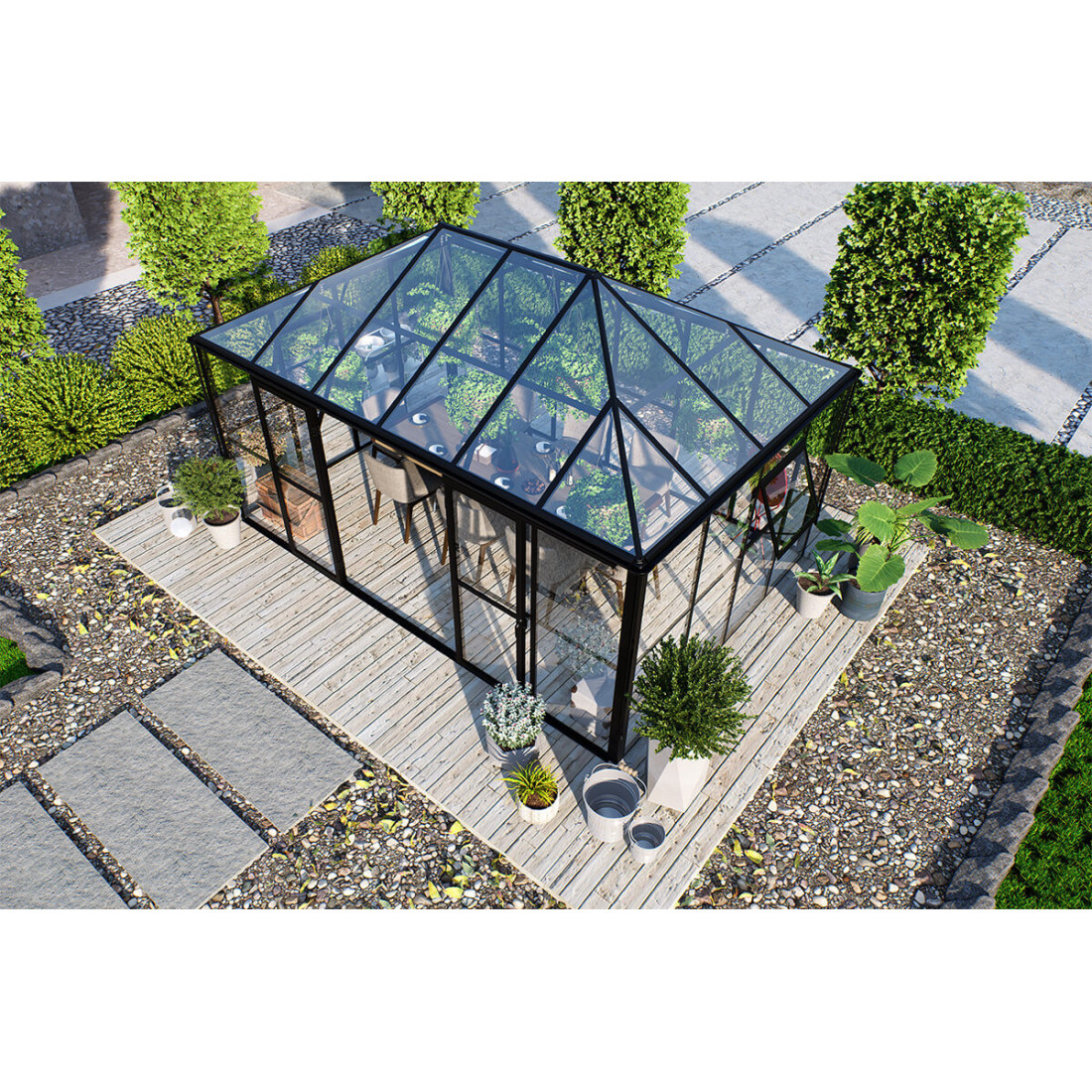 Góra ogrodu zimowego broadway 436x295cm z przeźroczystym solidnym dachem