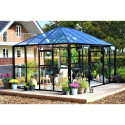 Oranżeria zimowa BROADWAY Black 436x295cm Solid PC+ Glass - Gutroof, czarna konstrukcja, oranżeria na ogrodzie
