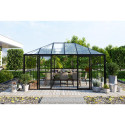 Oranżeria zimowa BROADWAY Black 436x295cm Solid PC+ Glass - Gutroof, czarna konstrukcja, oranżeria na ogrodzie