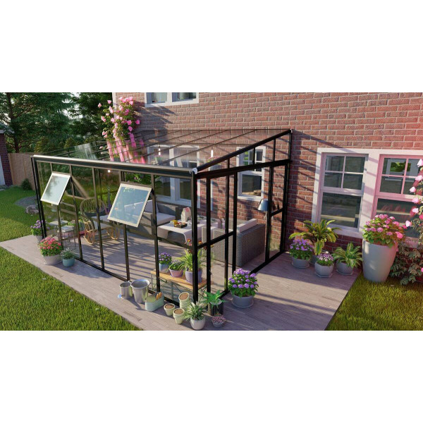 Przyścienny ogród zimowy SOHO Black 434x290cm Solid PC + Glass - Gutroof