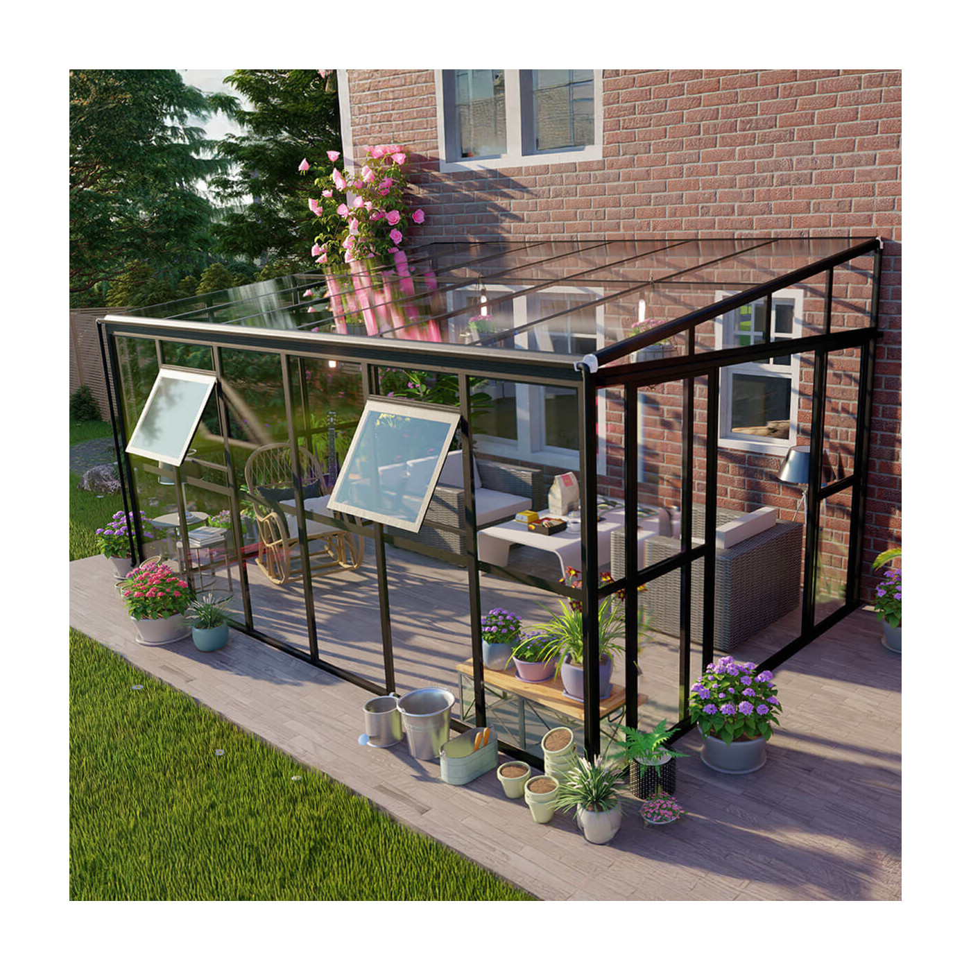 Ogród zimowy  SOHO Black 434x290cm Solid PC + Glass - Gutroof