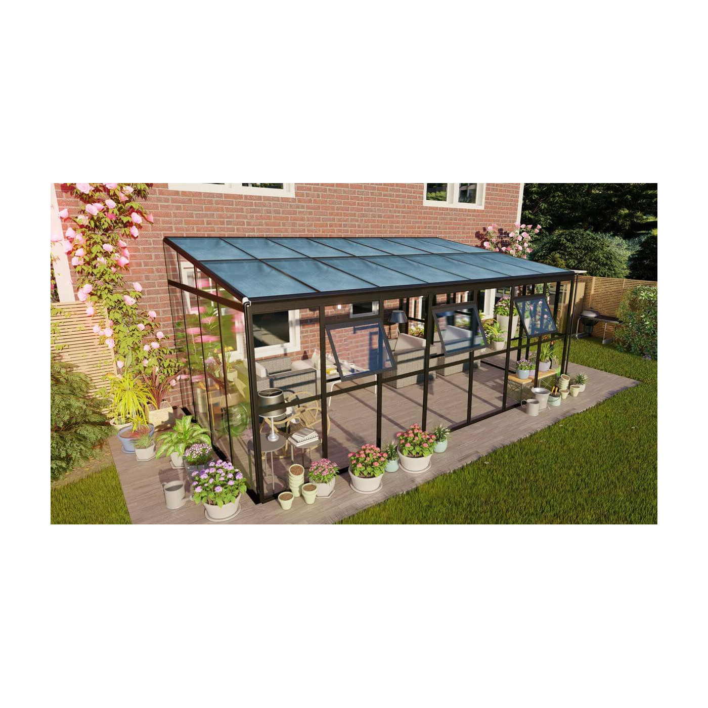 Aranżacja - przyścienny ogród zimowy Gutroof SOHO 505x290cm PC, Glass