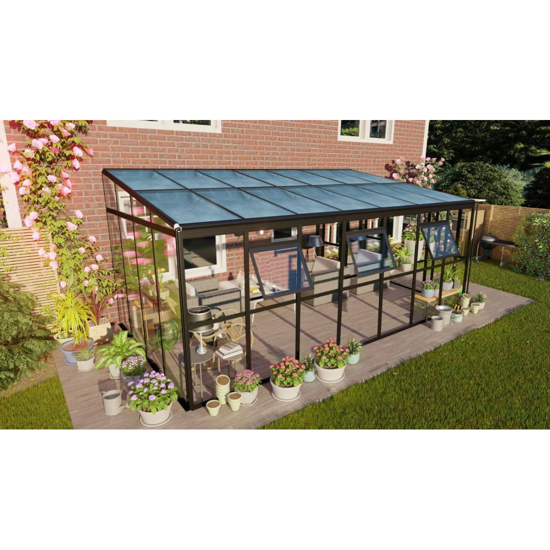 Aranżacja - przyścienny ogród zimowy Gutroof SOHO 505x290cm PC, Glass