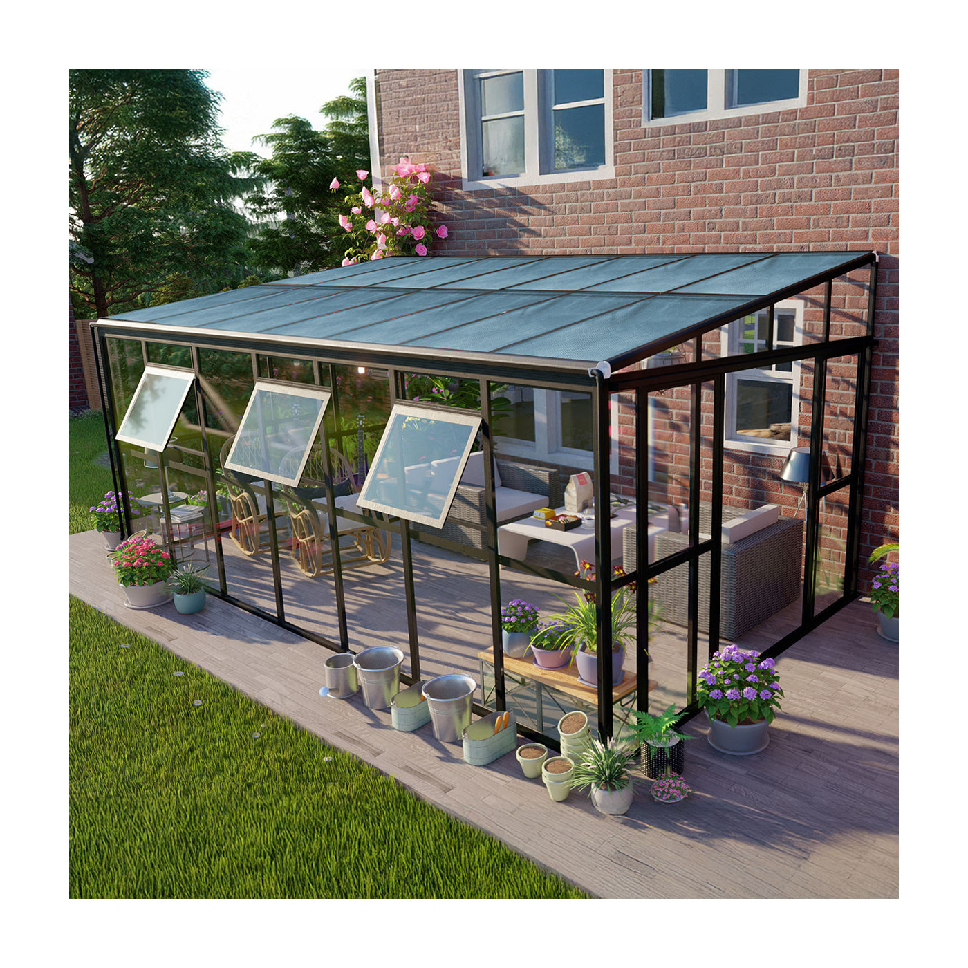 przyścienny ogród zimowy Gutroof SOHO 505x290cm PC, Glass