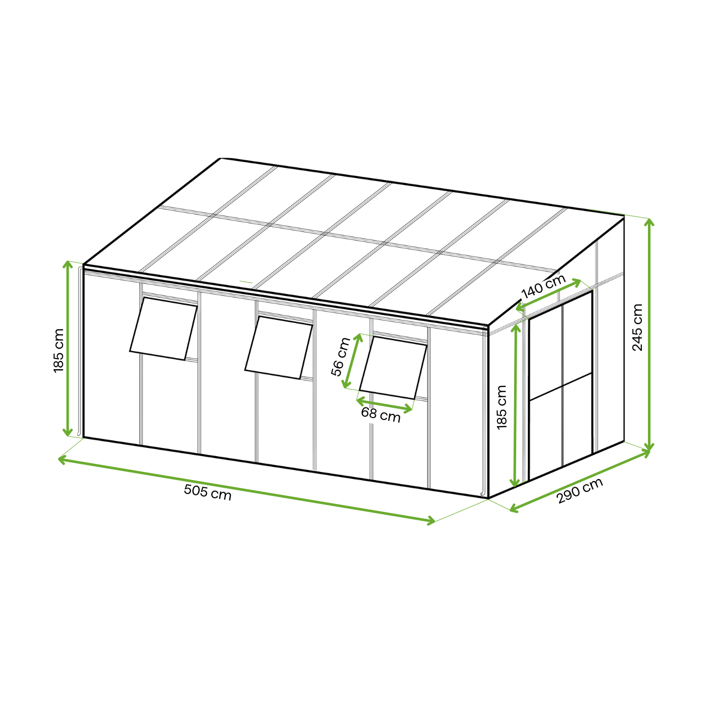SOHO 505x290 OGRÓD ZIMOWY (SOLID PC+GLASS) BLACK