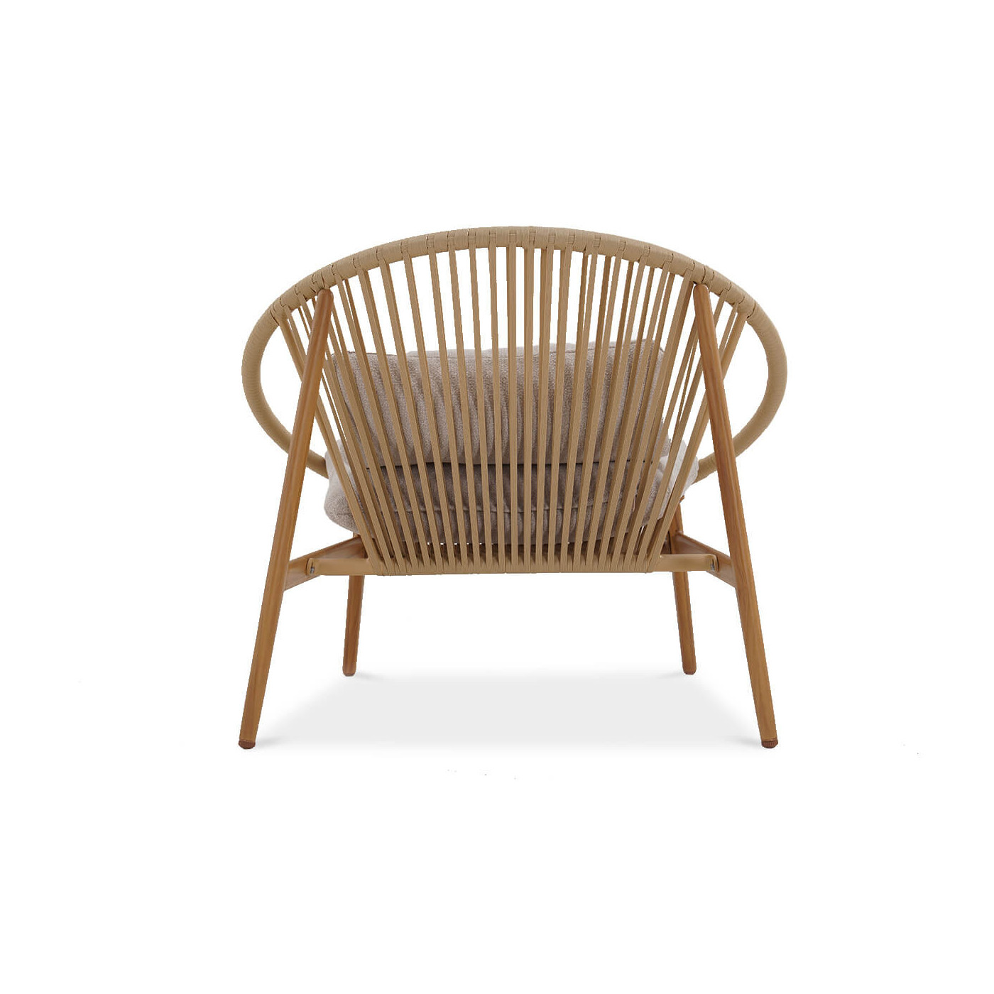 przód zaokrąglonego fotela galla w odcieniach drewna