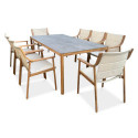 ośmioosobowy zestaw jadalniany w kolorze beżowym i konstrukcją w stylu wood look na taras pattaya dining