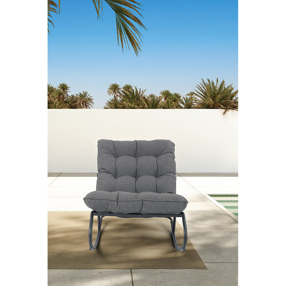 ciemno szary fotel bujany agava na tarasie 