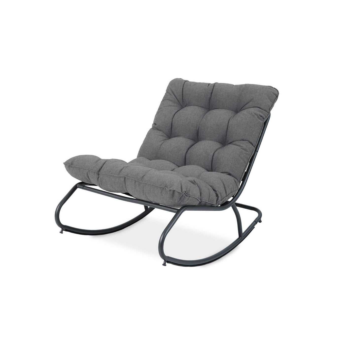 przód ciemno szarego fotela bujanego agava