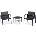Czarny zestaw mebli mango na balkon - 2 krzesła i stolik kawowy 
