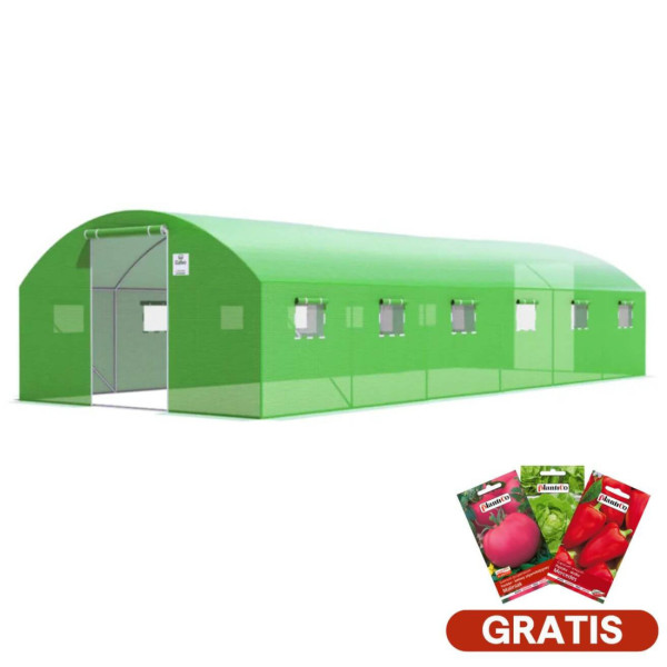 Zielony tunel foliowy z podwójnymi drzwiami 