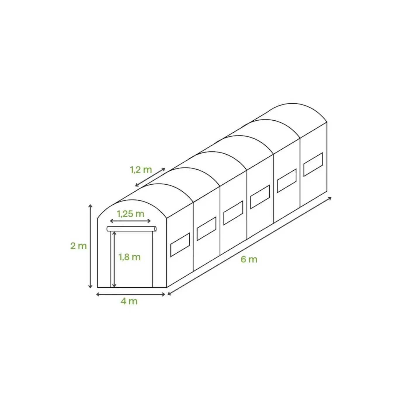 Wymiary tunelu foliowego z podwójnymi drzwiami 4x6x2