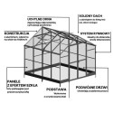 Szklarnia z czarnego poliwęglanu Solid PC 347x278cm w aranżacji ogrodowej