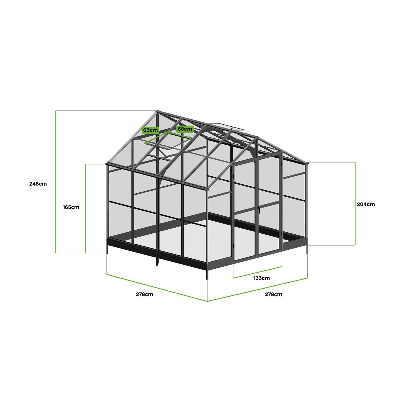 Garden with a black Solid PC polycarbonate greenhouse from Cultivo