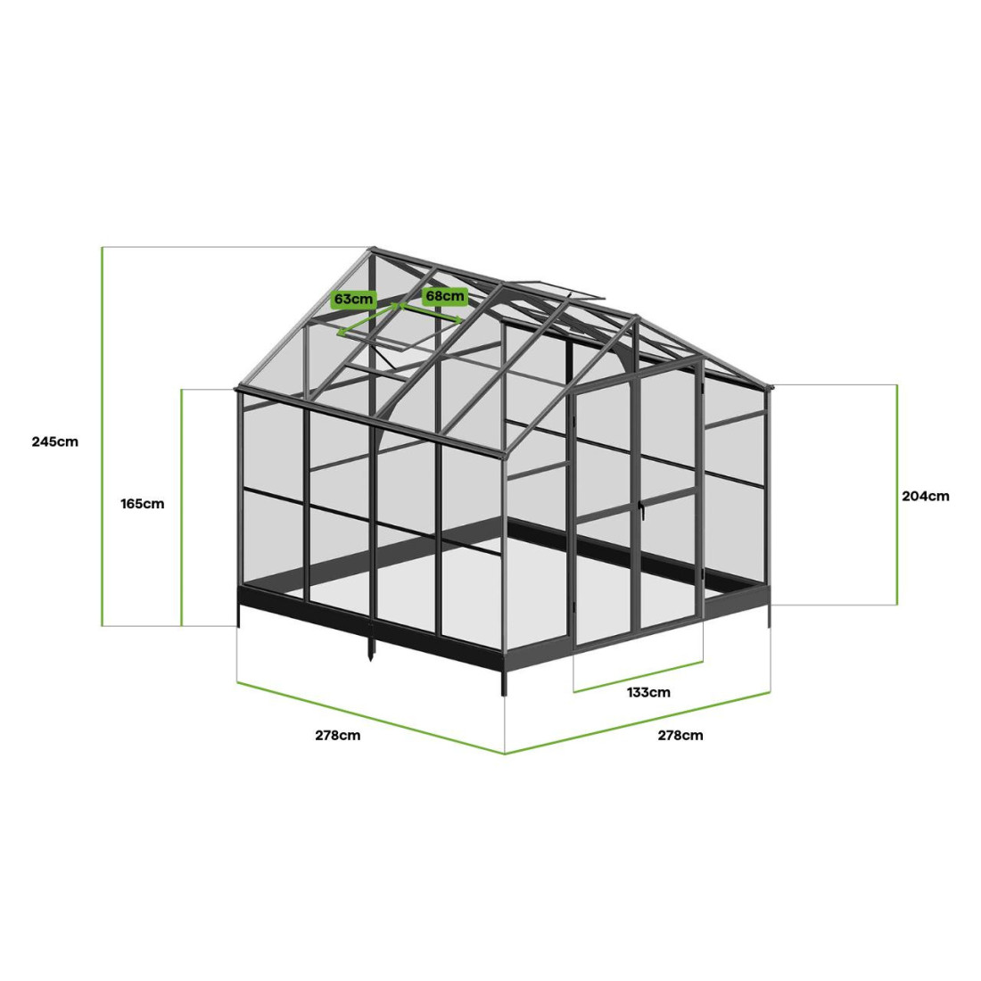 Garden with a black Solid PC polycarbonate greenhouse from Cultivo