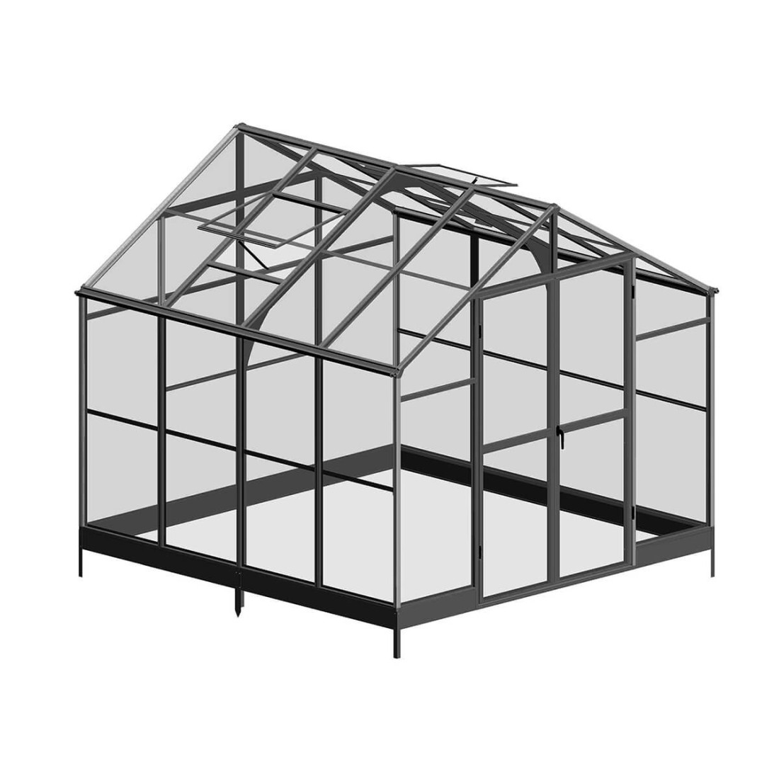 Zbliżenie systemu otwierania okien w szklarni Cultivo Solid PC