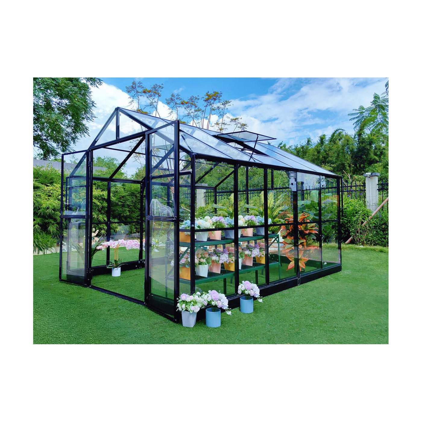 Szklarnia ogrodowa Solid PC 347x278cm - Czarna Cultivo