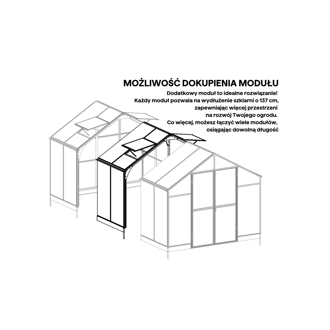 Ogród z czarną szklarnią poliwęglanową Solid PC od Cultivo