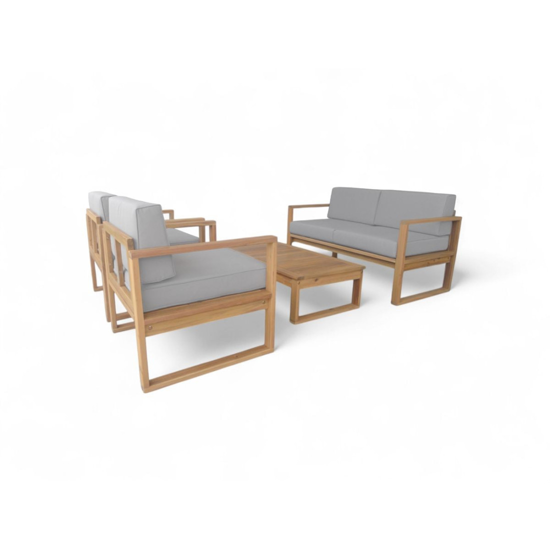 bok zestawu z drewna z szarymi poduszkami dali caffe