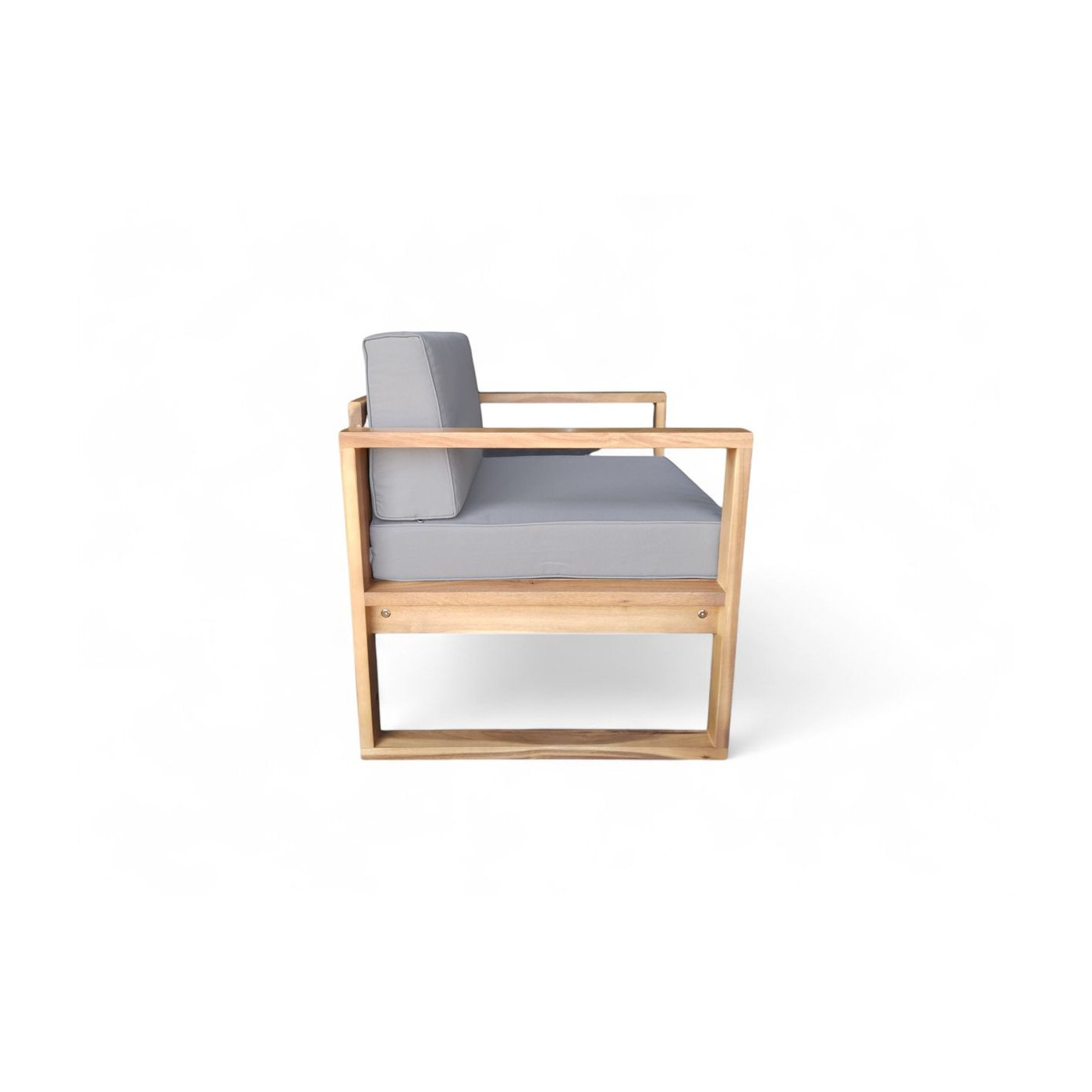 bok fotela ogrodowego z szarymi 