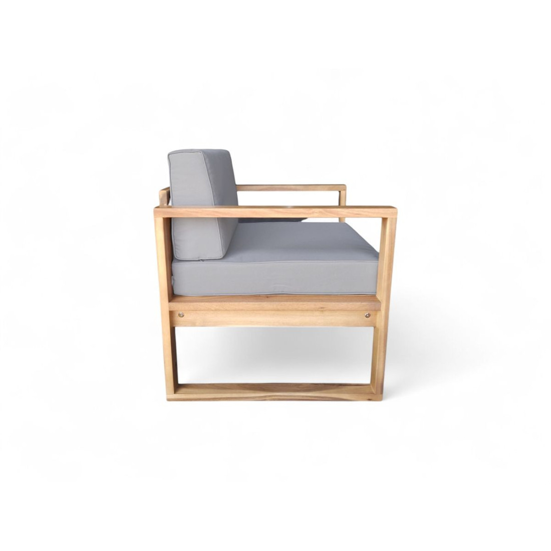 bok fotela ogrodowego z szarymi 